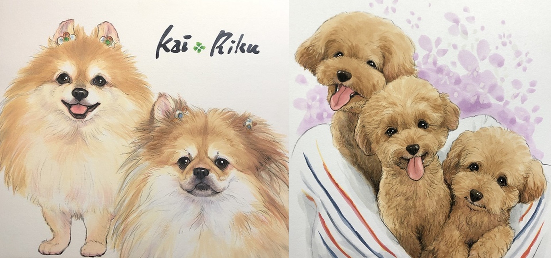 ペット似顔絵 犬/猫などリアルなペットの似顔絵オーダーメイド にが